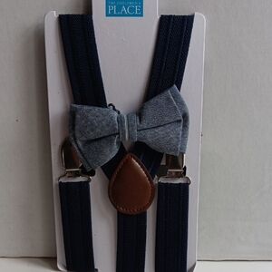 BOW TIE & SUSPENDERS NAVY SET